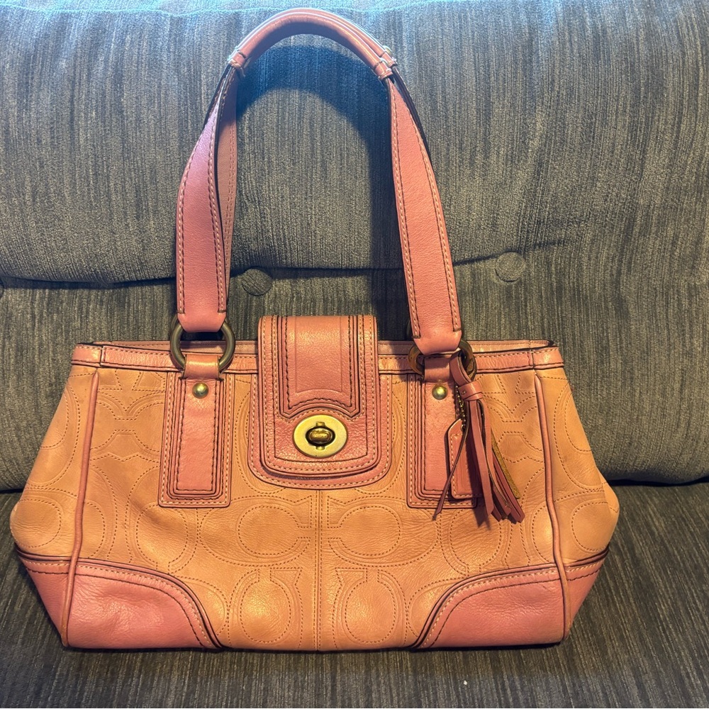 Coach Pink Leather Shoulder Bag